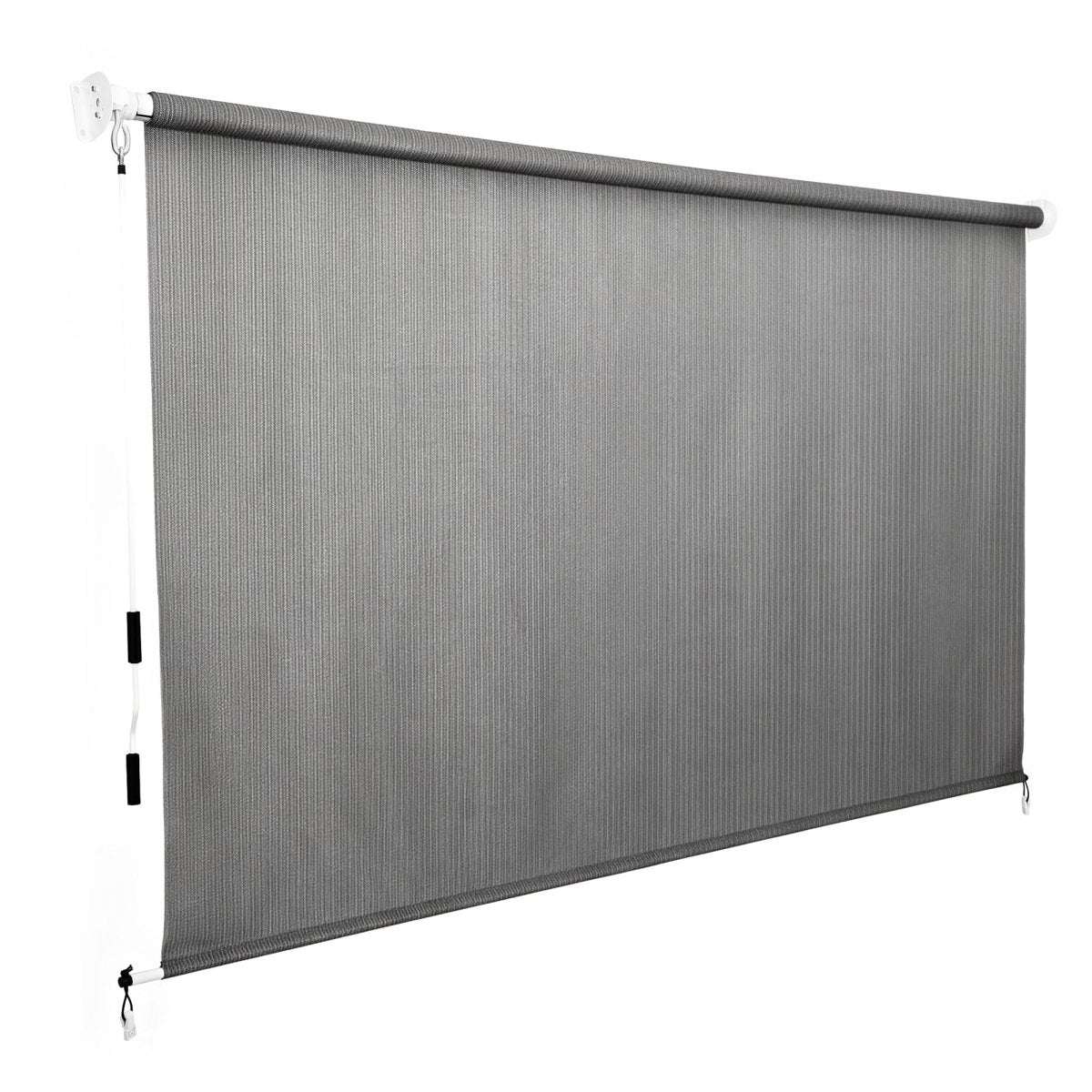 Instahut 3X2.5M HDPE Straight Drop Awning Outdoor Roller Blind Shade Screen Grey | Home & Garden > Shading > Awnings