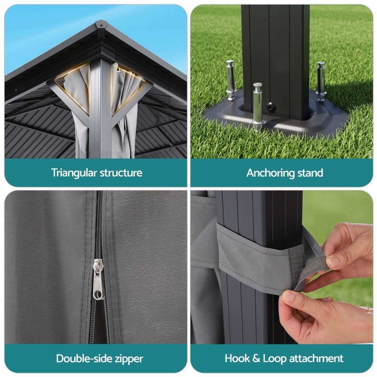 Instahut 3x4.25m Gazebo Hardtop Steel Roof Outdoor Pavilion | Home & Garden > Shading > Canopies & Gazebos