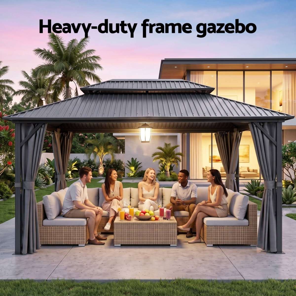 Instahut 3x4.25m Gazebo Hardtop Steel Roof Outdoor Pavilion | Home & Garden > Shading > Canopies & Gazebos