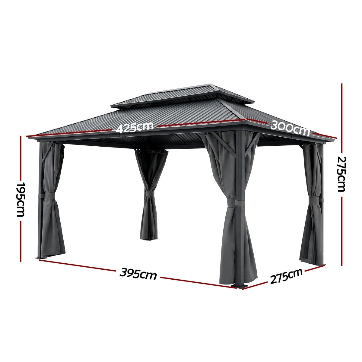 Instahut 3x4.25m Gazebo Hardtop Steel Roof Outdoor Pavilion | Home & Garden > Shading > Canopies & Gazebos