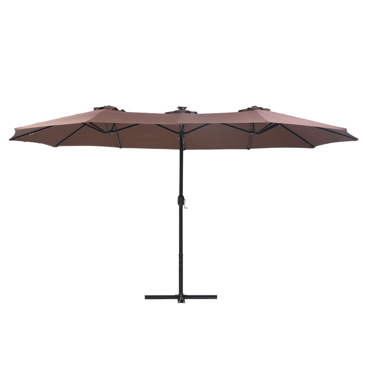 Instahut 4.57m Double-Sided Solar LED Outdoor Umbrella - Brown