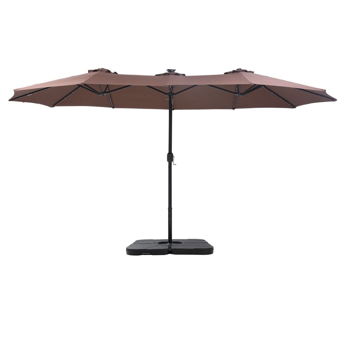 Instahut 4.57m Double-Sided Solar LED Umbrella with Base - Brown – product gallery image 4