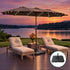 Instahut 4.57m brown double-sided solar LED patio umbrella and base