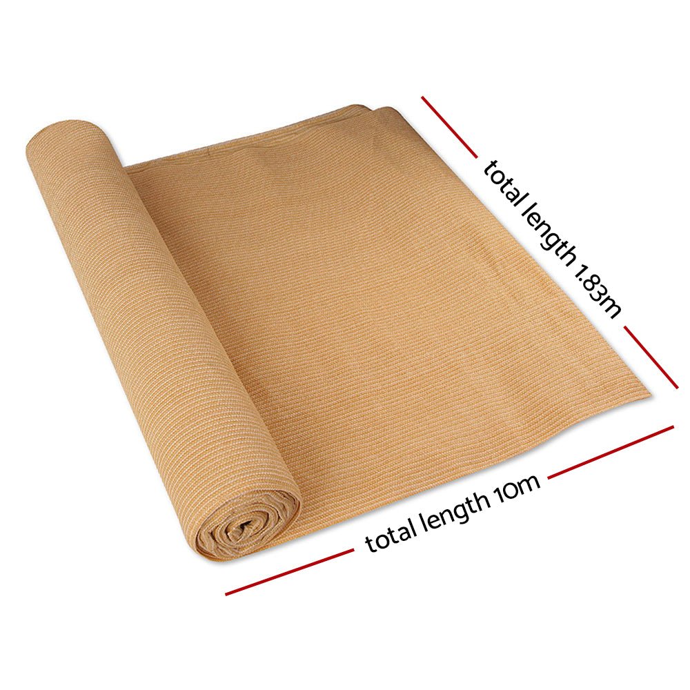 Instahut 50% Shade Cloth 1.83x10m Shadecloth Sail Hevy Duty Beige - Outdoorium