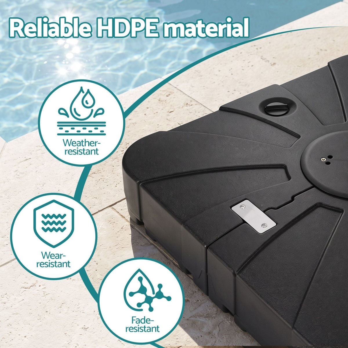 Instahut 60kg Fillable Cantilever Umbrella Base with Wheels 84cm