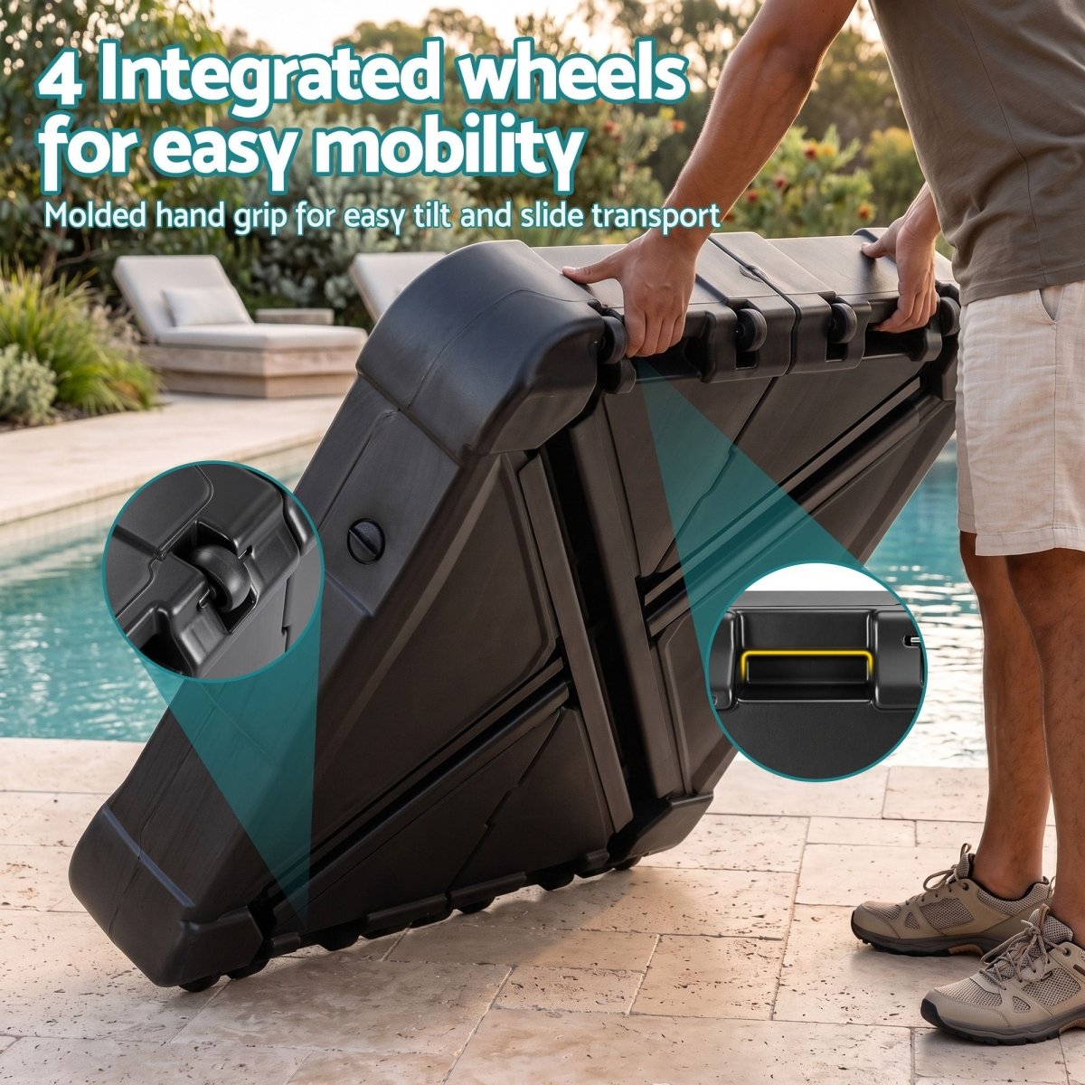 Instahut 60kg Fillable Cantilever Umbrella Base with Wheels 84cm
