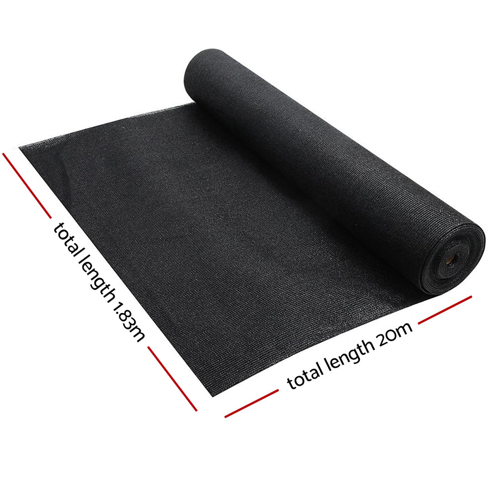 Instahut 90% Shade Cloth 1.83x20m Shadecloth Sail Heavy Duty Black - Outdoorium