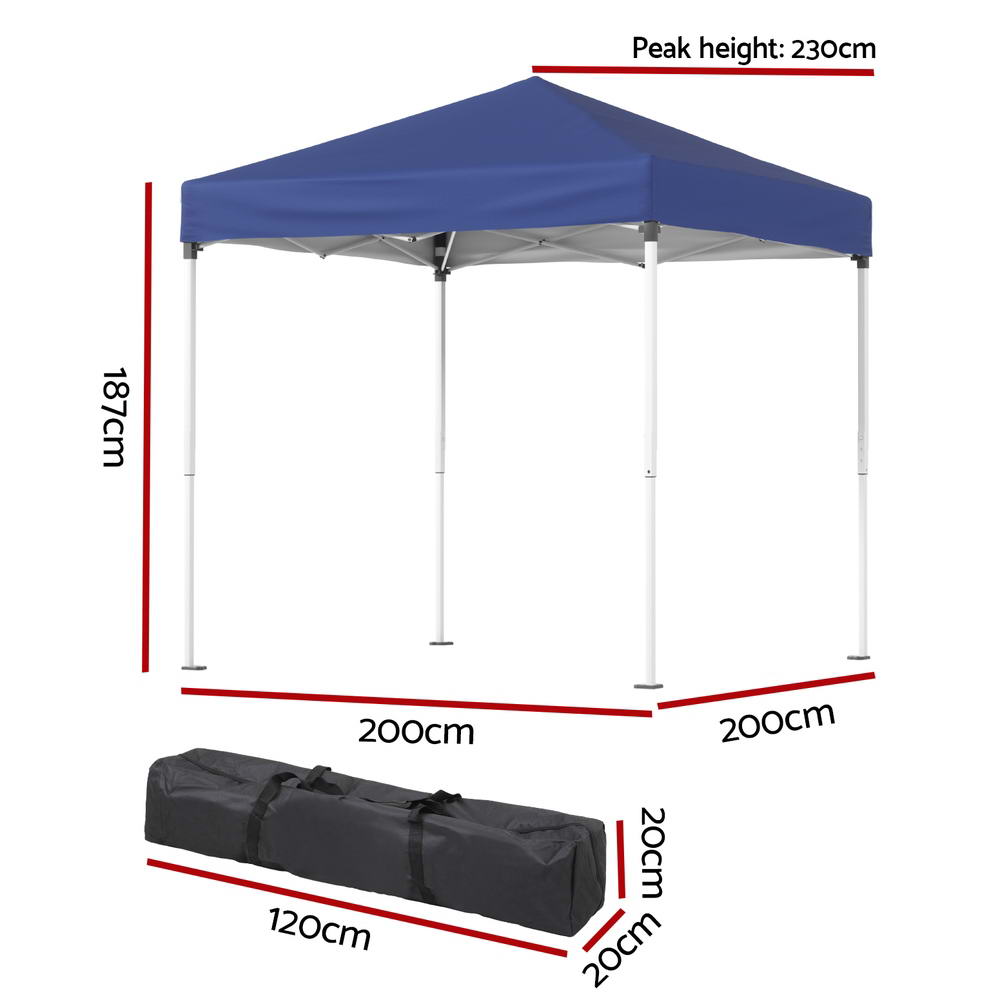 Instahut Gazebo 2x2m Outdoor Patio Garden Marquee Shade Blue - Outdoorium