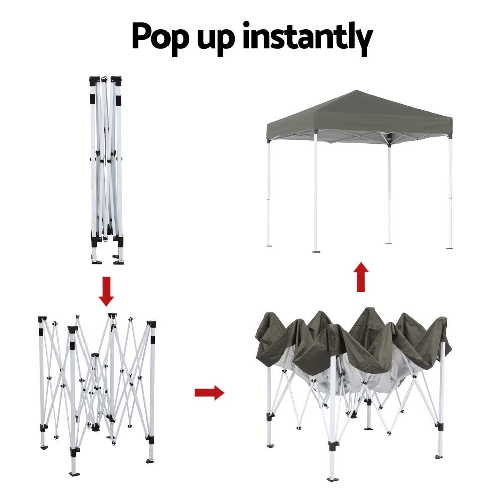 Instahut Gazebo 2x2m Outdoor Patio Garden Marquee Shade Grey - Outdoorium