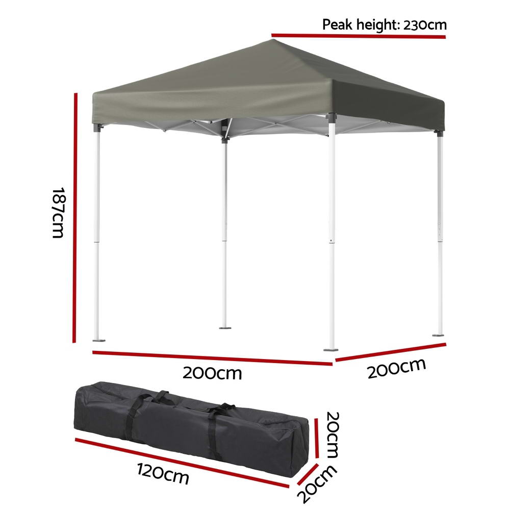 Instahut Gazebo 2x2m Outdoor Patio Garden Marquee Shade Grey - Outdoorium