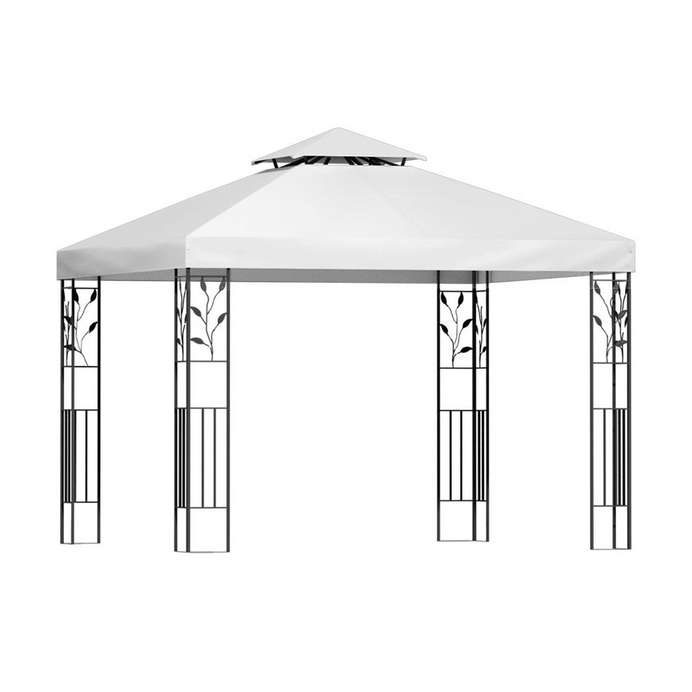 Instahut Gazebo 3x3m Marquee Outdoor Wedding Party Event Tent Home Iron Art Shade White - Outdoorium