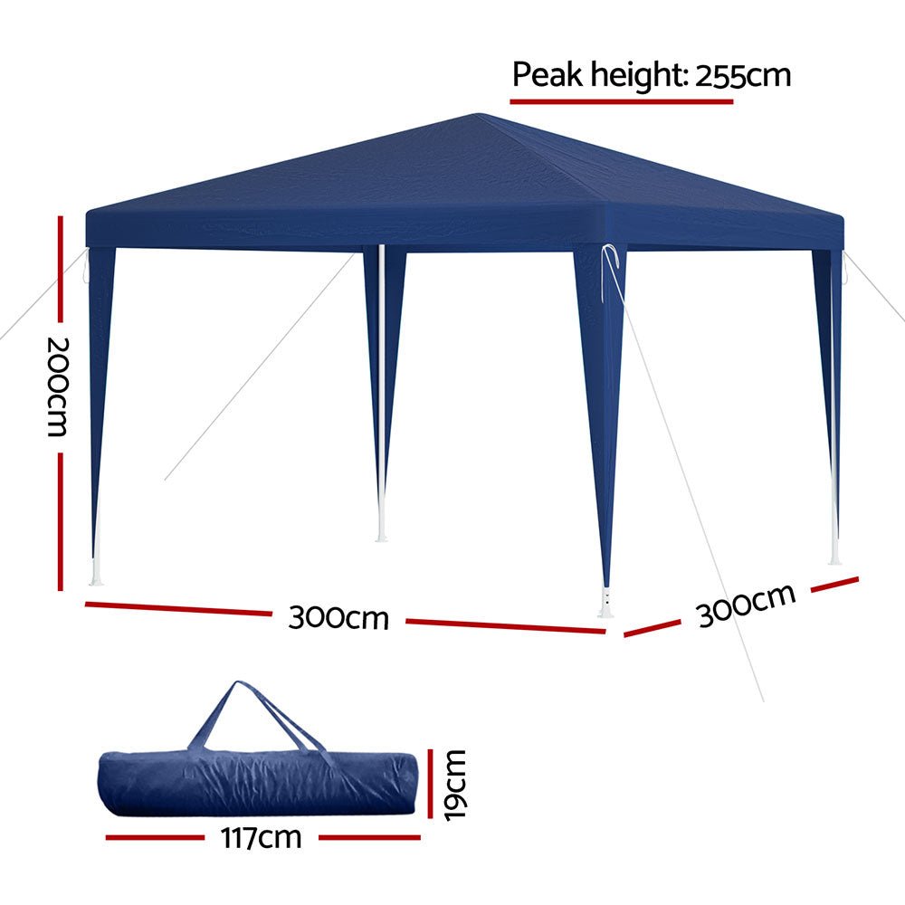 Instahut Gazebo 3x3m Wedding Party Marquee Tent Outdoor Event Camping Canopy Shade - Outdoorium