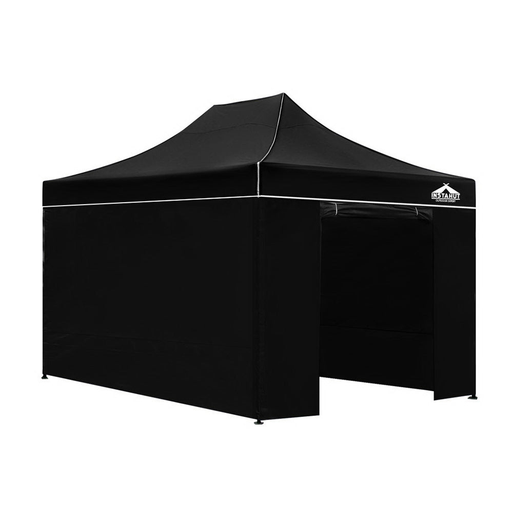 Instahut Gazebo 3x4.5 Pop Up Marquee Folding Tent Wedding Gazebos Camping Outdoor Shade Canopy Black - Outdoorium