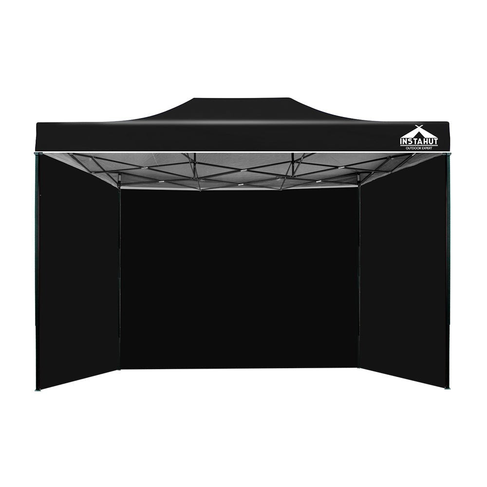 Instahut Gazebo 3x4.5 Pop Up Marquee Folding Tent Wedding Gazebos Camping Outdoor Shade Canopy Black - Outdoorium