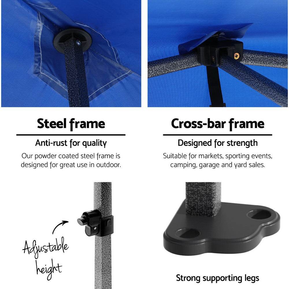 Instahut Gazebo 3x6 Pop Up Marquee Folding Tent Wedding Gazebos Camping Outdoor Shade Canopy Blue | Outdoorium