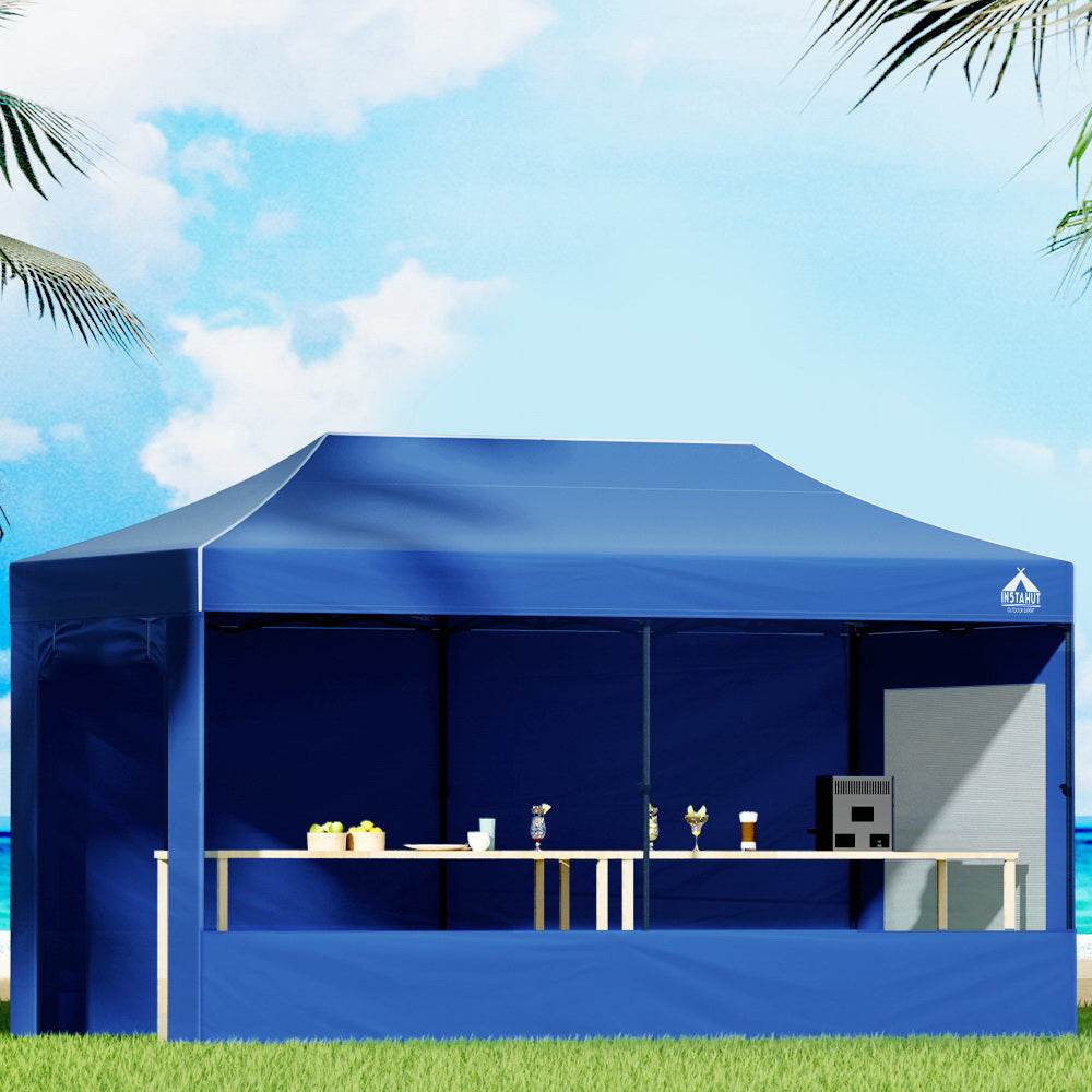 Instahut Gazebo 3x6 Pop Up Marquee Folding Tent Wedding Gazebos Camping Outdoor Shade Canopy Blue | Outdoorium