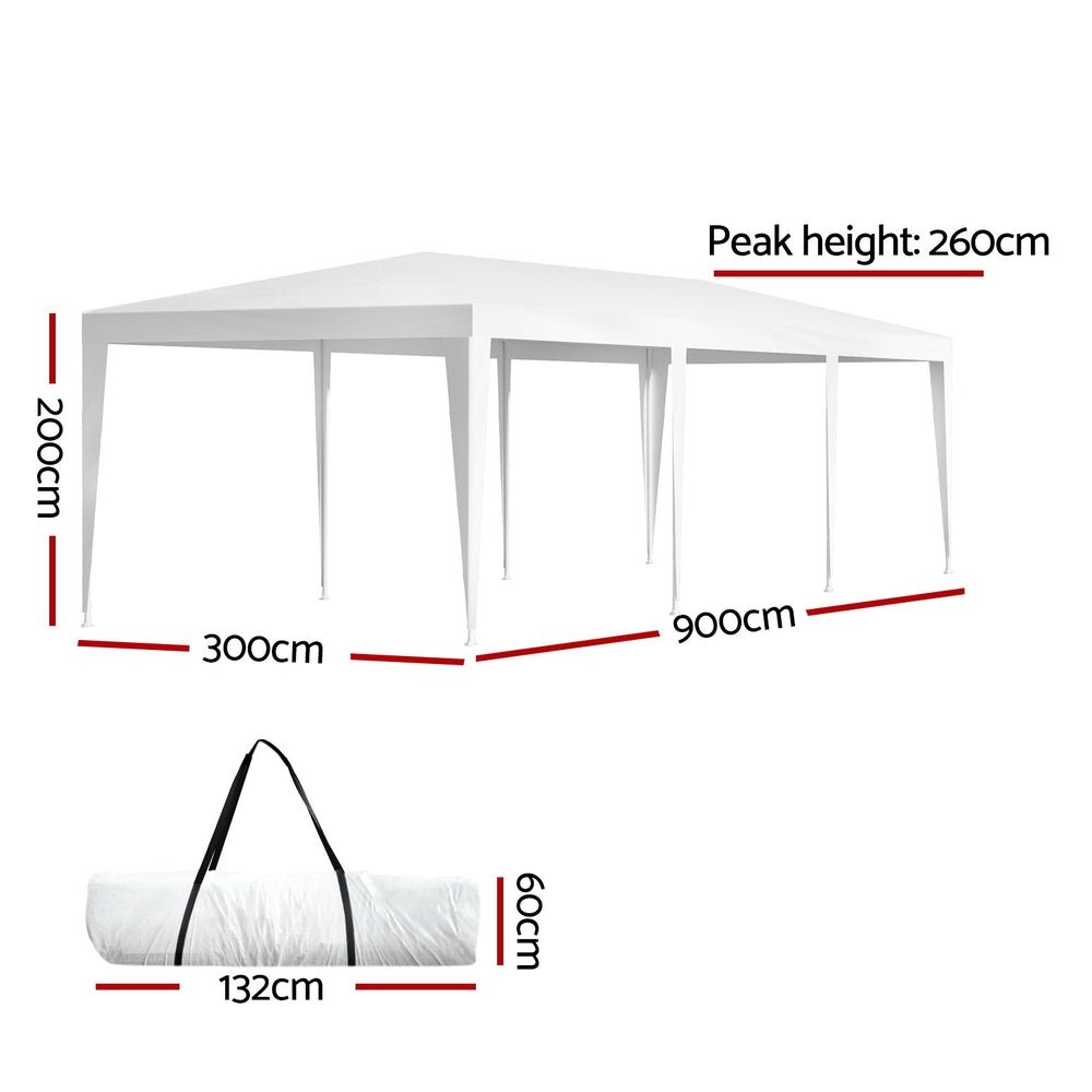 Instahut Gazebo 3x9 Wedding Party Marquee Tent Outdoor Event Camping Shade White - Outdoorium