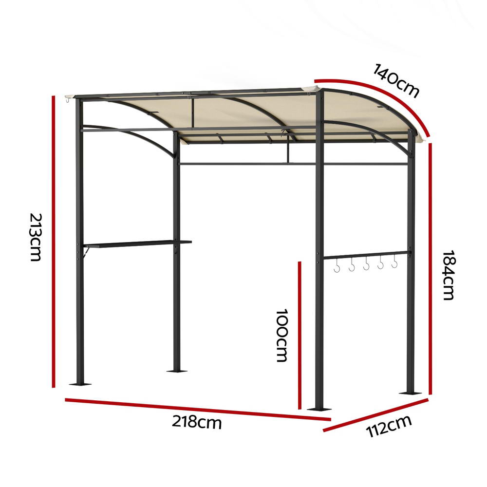 Instahut Gazebo Outdoor BBQ Grill Patio Garden Marquee Shade Shelter Shelf Hooks Beige - Outdoorium