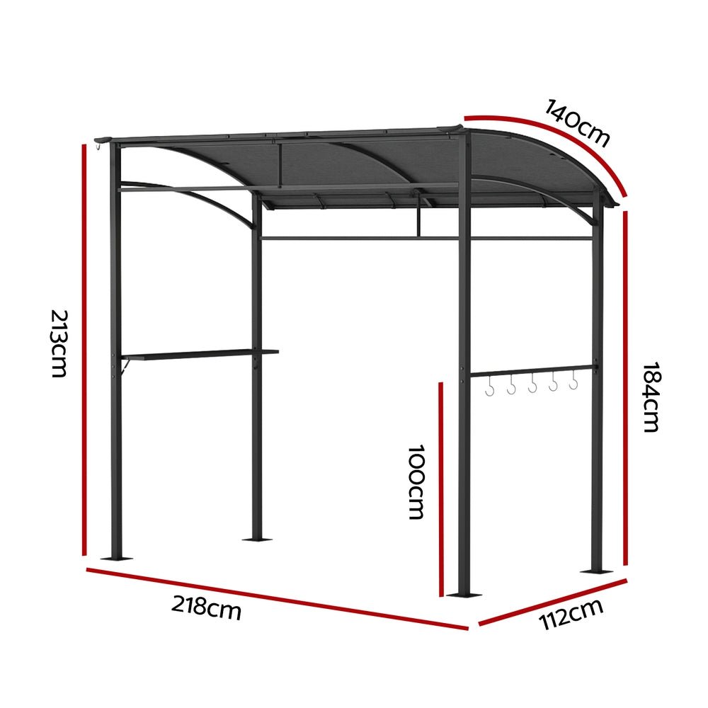 Instahut Gazebo Outdoor BBQ Grill Patio Garden Marquee Shade Shelter Shelf Hooks Grey | Outdoorium
