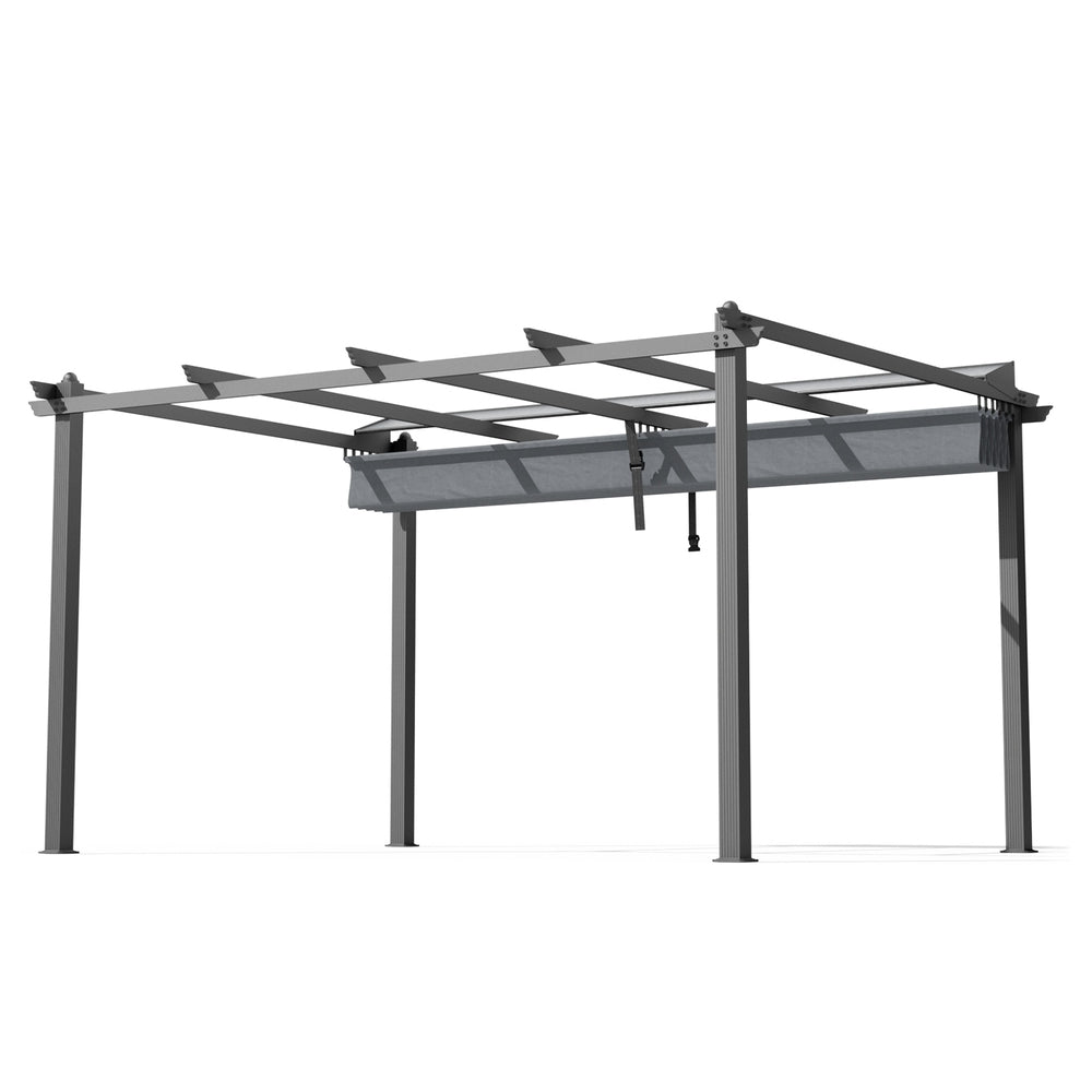 Instahut Gazebo Outdoor Garden Pergola Aluminium Frame Adjustable Canopy 3x4m Grey | Outdoorium