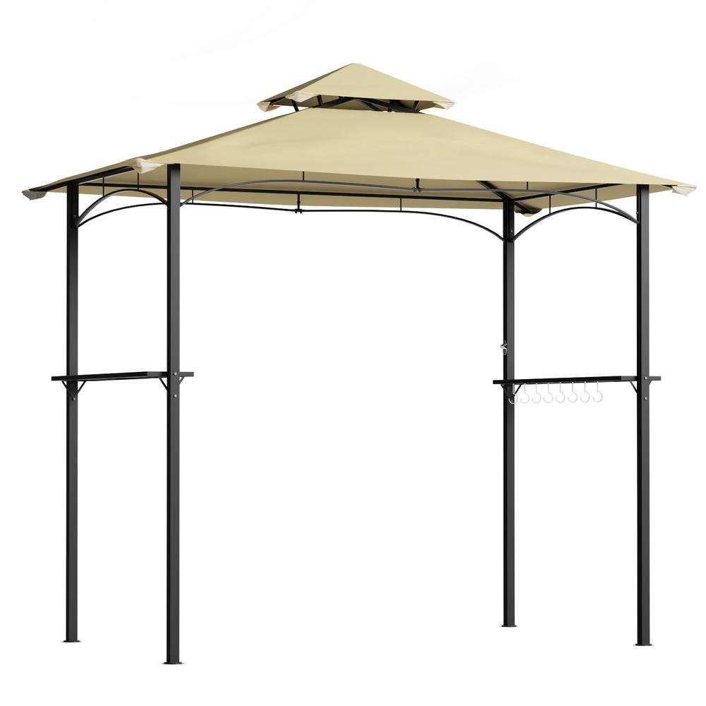 Instahut Gazebo Outdoor Patio Marquee BBQ Grill Shelter Garden Shade Hooks Beige - Outdoorium