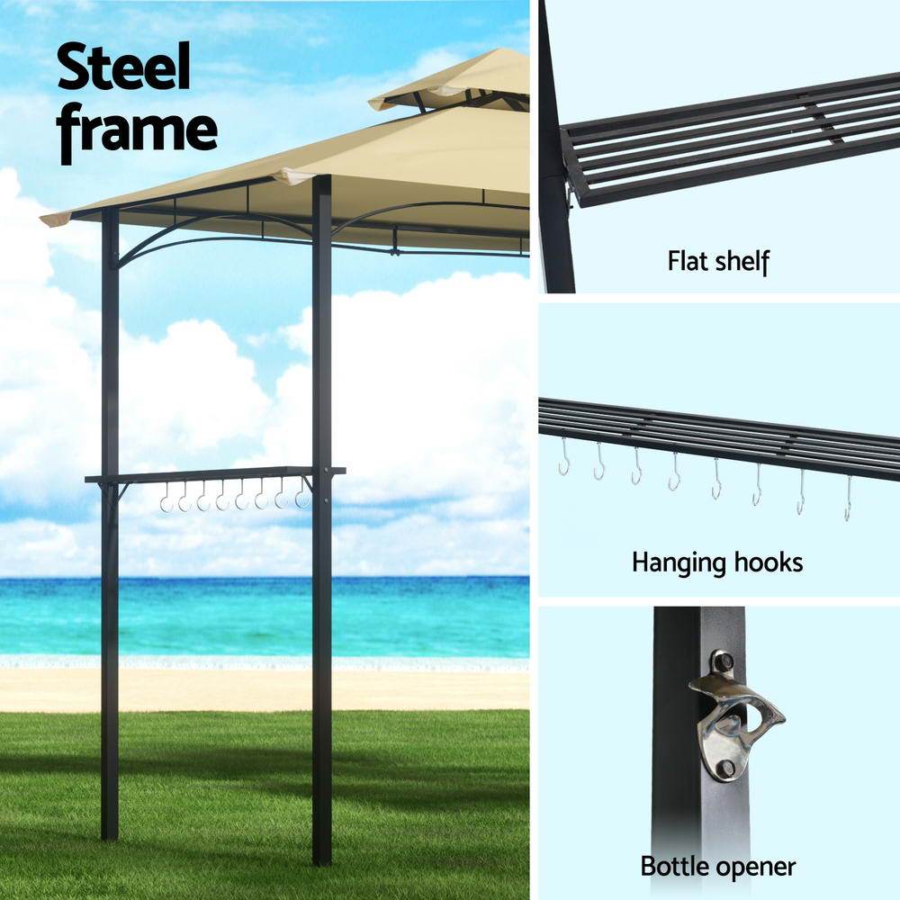 Instahut Gazebo Outdoor Patio Marquee BBQ Grill Shelter Garden Shade Hooks Beige - Outdoorium