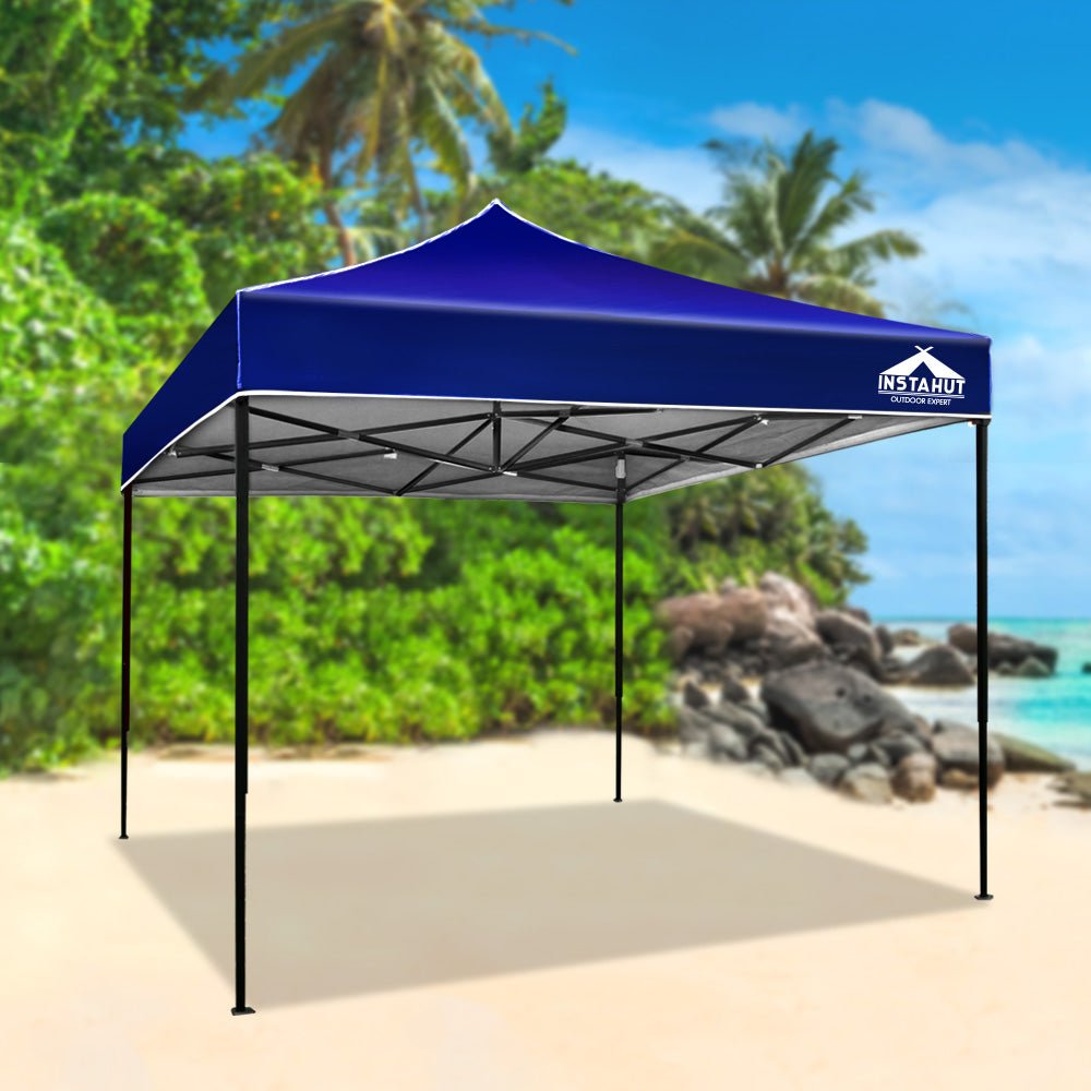 Instahut Gazebo Pop Up Marquee 3x3m Folding Tent Wedding Outdoor Camping Canopy Gazebos Shade Blue - Outdoorium