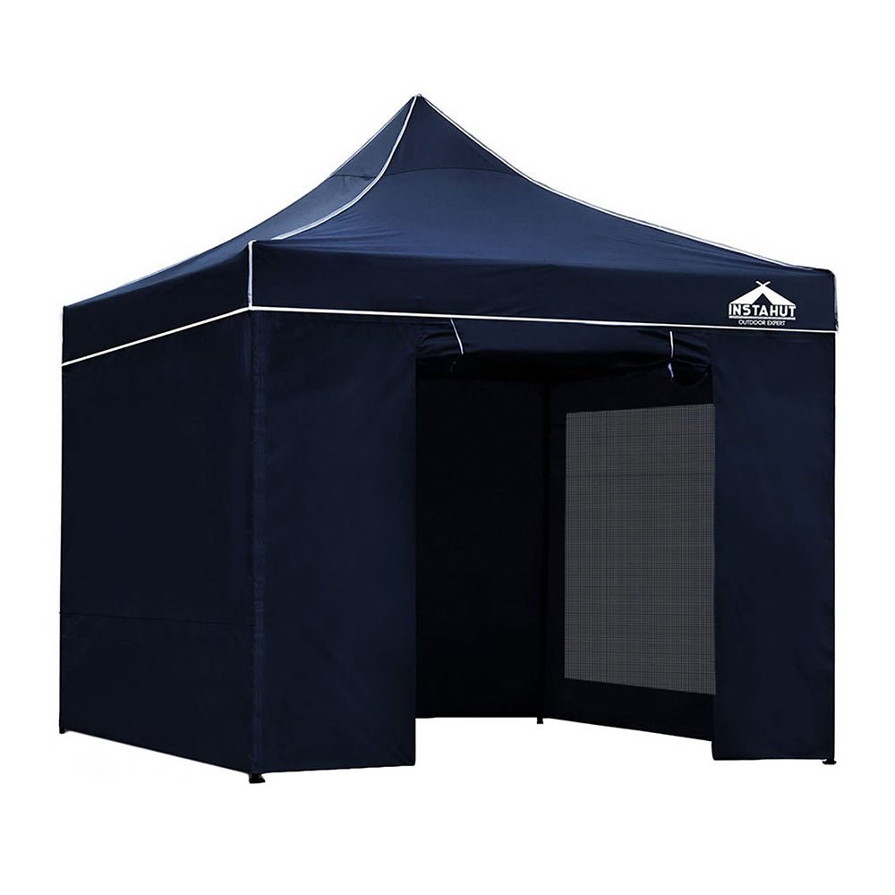 Instahut Gazebo Pop Up Marquee 3x3m Folding Wedding Tent Gazebos Shade Navy - Outdoorium