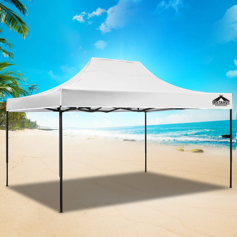 Instahut Gazebo Pop Up Marquee 3x4.5m Folding Tent Wedding Outdoor Camping Canopy Gazebos Shade White - Outdoorium