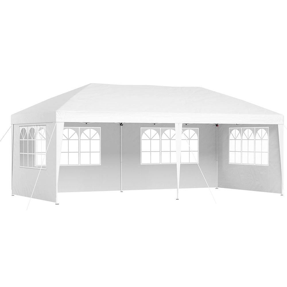 Instahut Gazebo Pop Up Marquee 3x6m Wedding Party Outdoor Camping Tent Canopy Side Wall White - Outdoorium