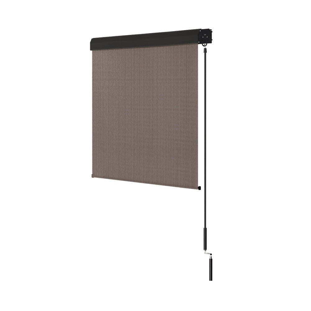 Instahut Outdoor Blinds Light Filtering Roll Down Awning Shade 2.1X2.5M Brown - Outdoorium