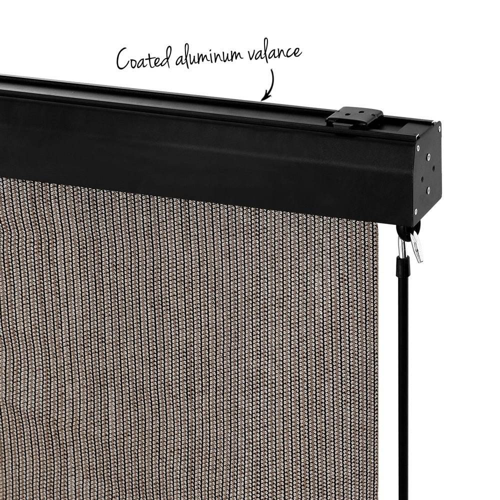 Instahut 3X2.5M Outdoor Blinds Awning Roll Down Retractable Knit Fabric Outdoor Blinds Window Shade Brown - Outdoorium