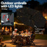 Instahut Outdoor Umbrella 2.9m Market Umbrella with Base String Light Black | Outdoor Umbrella