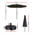 Instahut Outdoor Umbrella 2.9m Market Umbrella with Base String Light Black | Outdoorium
