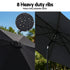 Instahut Outdoor Umbrella 2.9m Market Umbrella with String Light Tilt Black | Outdoorium