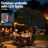 Instahut Outdoor Umbrella 2.9m Market Umbrella with String Light Tilt Black | Outdoor Umbrella