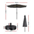 Instahut Outdoor Umbrella 2.9m Market Umbrella with String Light Tilt Charcoal Shade | Outdoorium