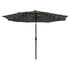 Instahut Outdoor Umbrella 2.9m Market Umbrella with String Light Tilt Charcoal Shade | Outdoorium