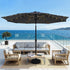 Instahut Outdoor Umbrella 2.9m Market Umbrella with String Light Tilt Charcoal Shade | Outdoorium