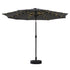 Instahut Outdoor Umbrella 2.9m Market Umbrella with String Light Tilt Charcoal Shade | Outdoorium