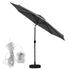 Instahut Outdoor Umbrella 2.9m Market Umbrella with String Light Tilt Charcoal Shade | Outdoorium