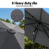 Instahut Outdoor Umbrella 2.9m Market Umbrella with String Light Tilt Charcoal Shade | Outdoorium