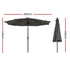Instahut Outdoor Umbrella 2.9m Market Umbrella with String Light Tilt Charcoal Shade | Outdoorium