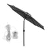 Instahut Outdoor Umbrella 2.9m Market Umbrella with String Light Tilt Charcoal Shade | Outdoorium