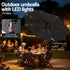 Instahut Outdoor Umbrella 2.9m Market Umbrella with String Light Tilt Charcoal Shade | Outdoorium