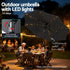 Instahut Outdoor Umbrella 2.9m Market Umbrella with String Light Tilt Charcoal Shade | Outdoorium