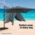 Instahut Outdoor Umbrella 3m Umbrellas Cantilever Stand Sun Roma 360 Degree Charcoal | Outdoorium