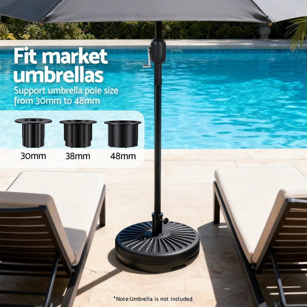 Instahut Outdoor Umbrella Base Weight Round Plastic Pole Holder 30 - 48mm Beach | Outdoorium
