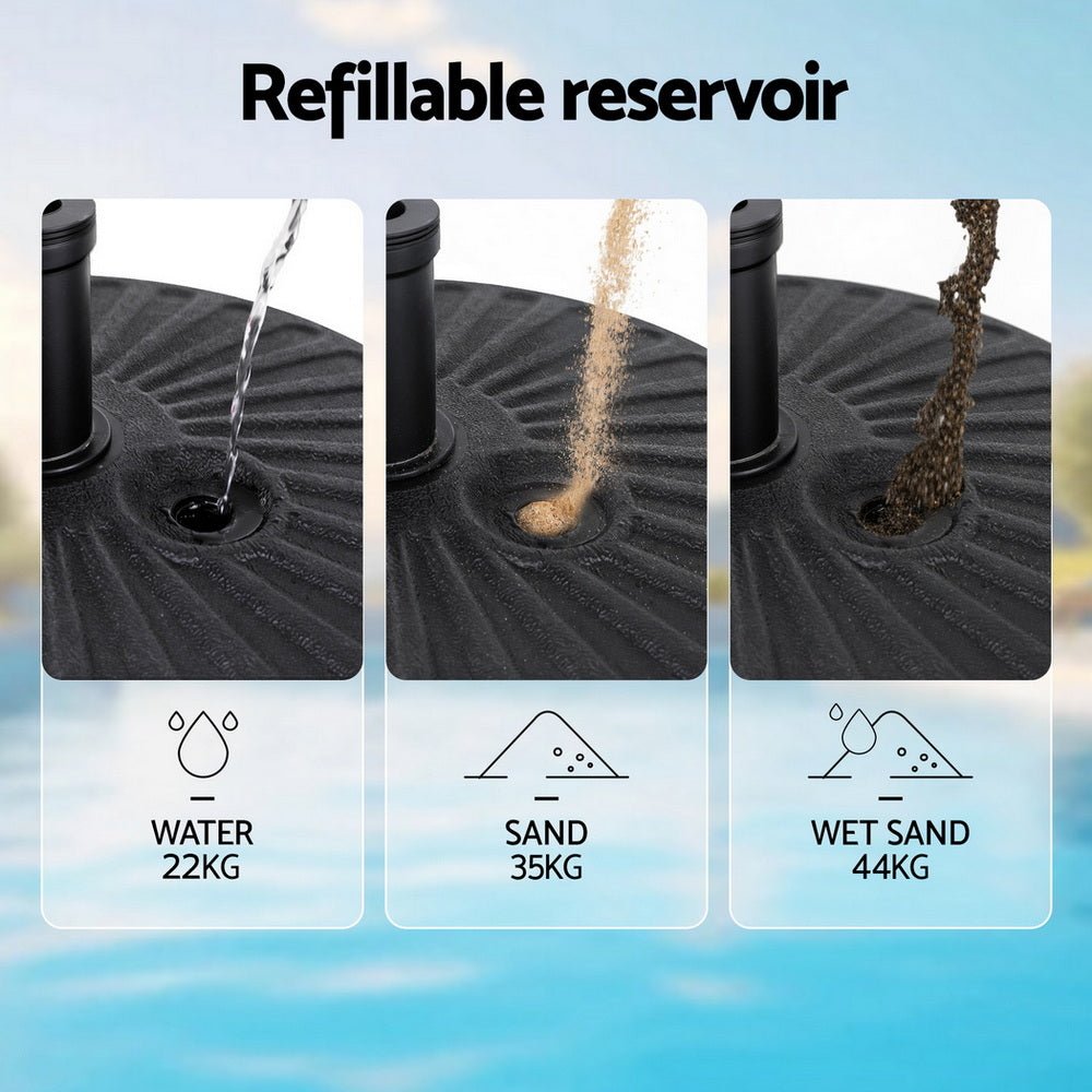 Instahut Outdoor Umbrella Base Weight Round Plastic Pole Holder 30 - 48mm Beach | Outdoorium