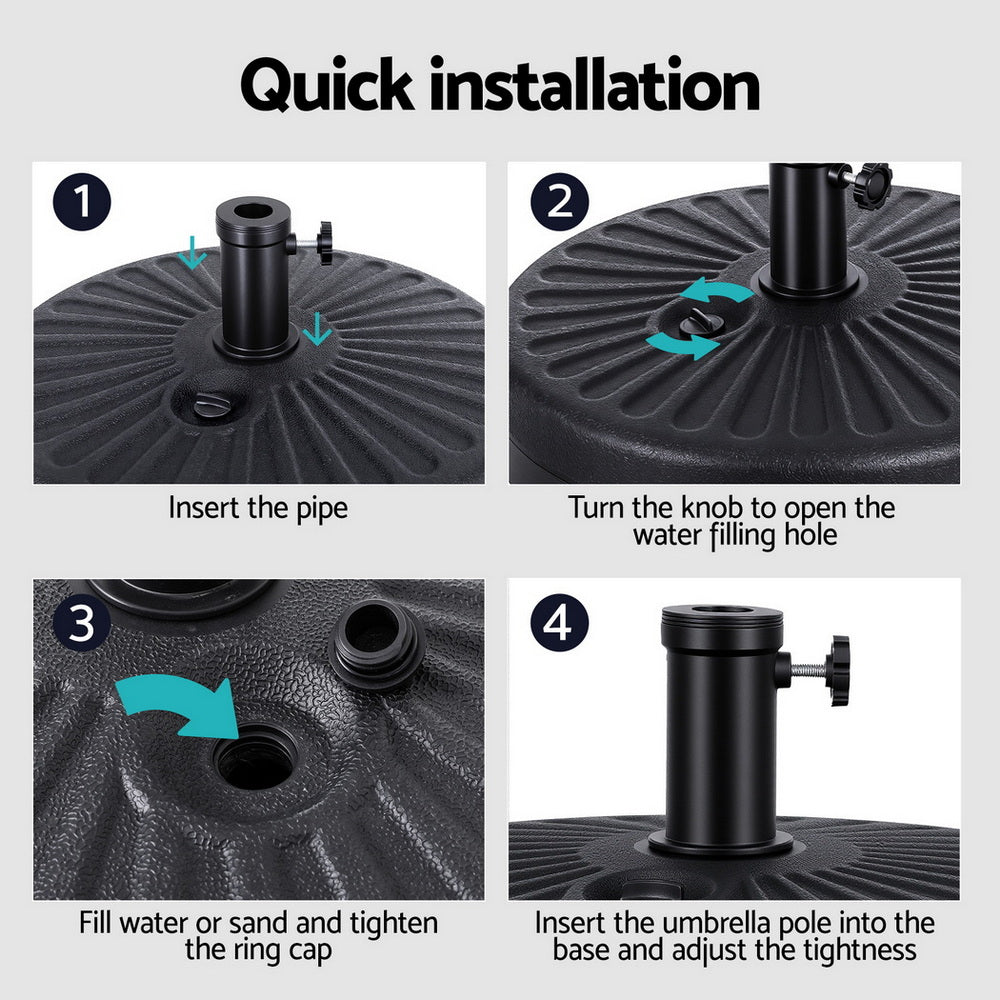 Instahut Outdoor Umbrella Base Weight Round Plastic Pole Holder 30 - 48mm Beach | Outdoorium